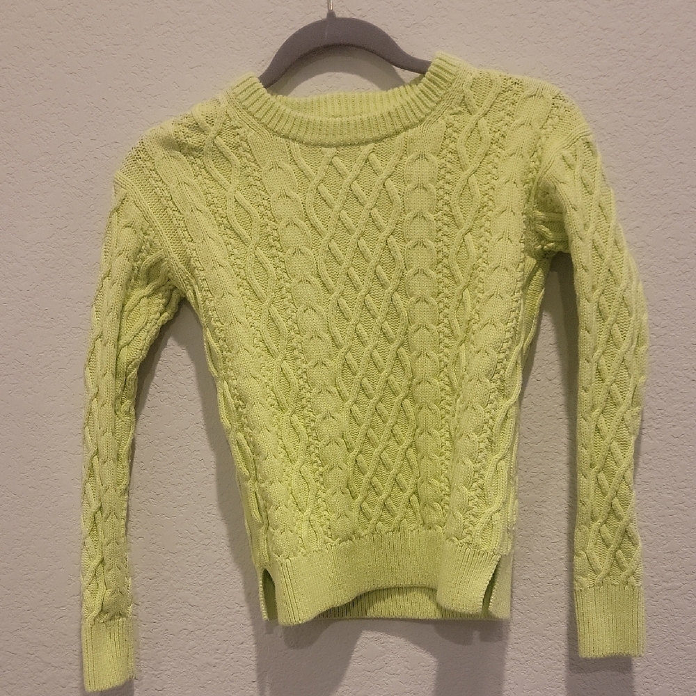 J. Crew Light Green Cable Knit Sweater